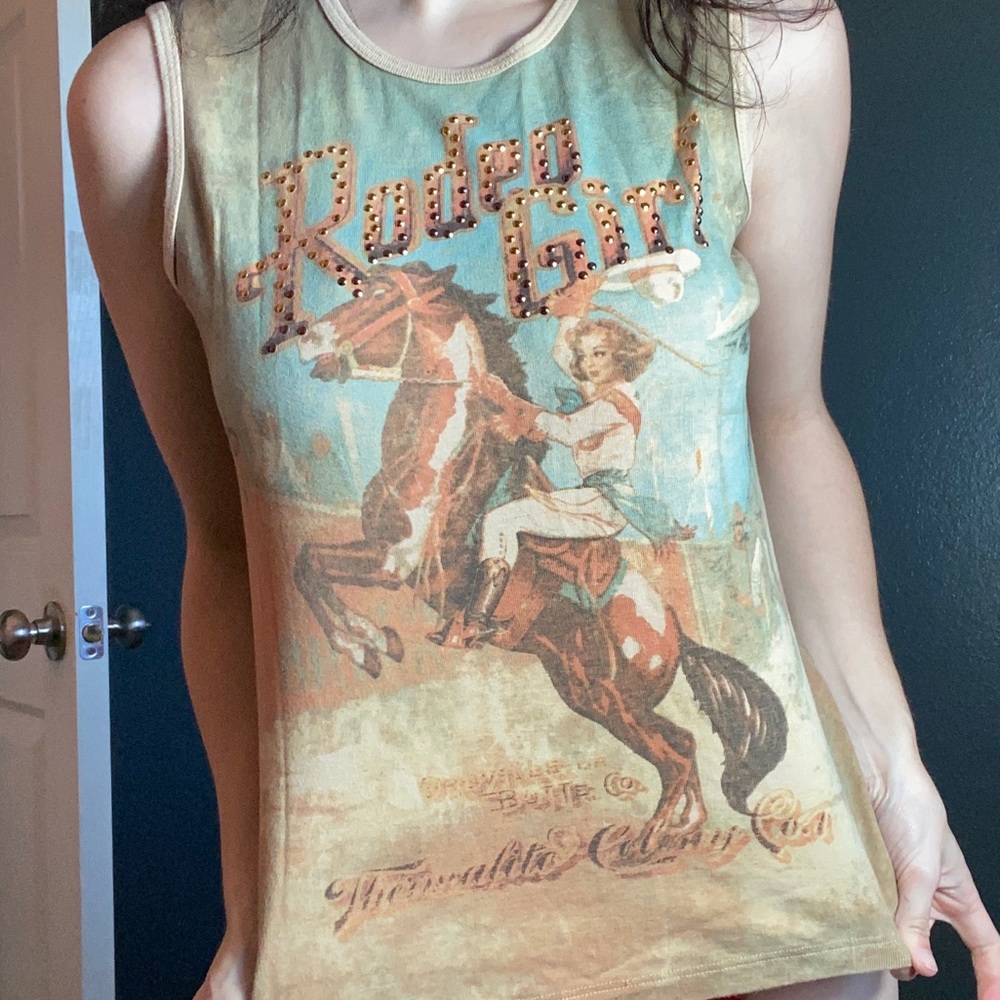 SKINNY MINNIE “rodeo girl” studded tank top